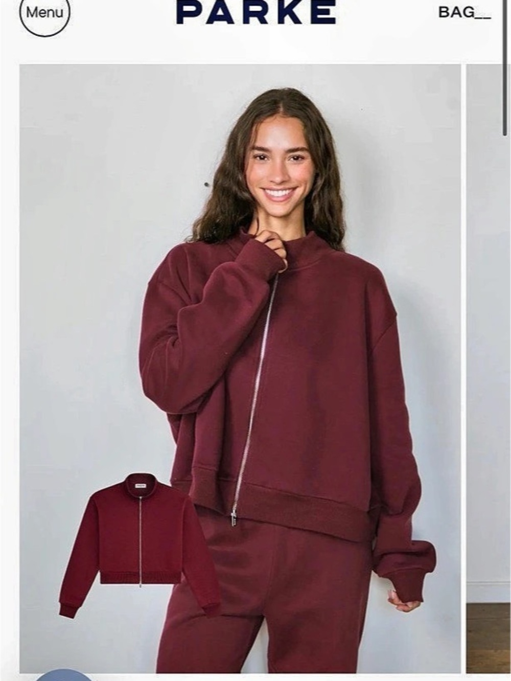 PARKE Zip Up Mockneck in Burgundy NWT FALL 2026